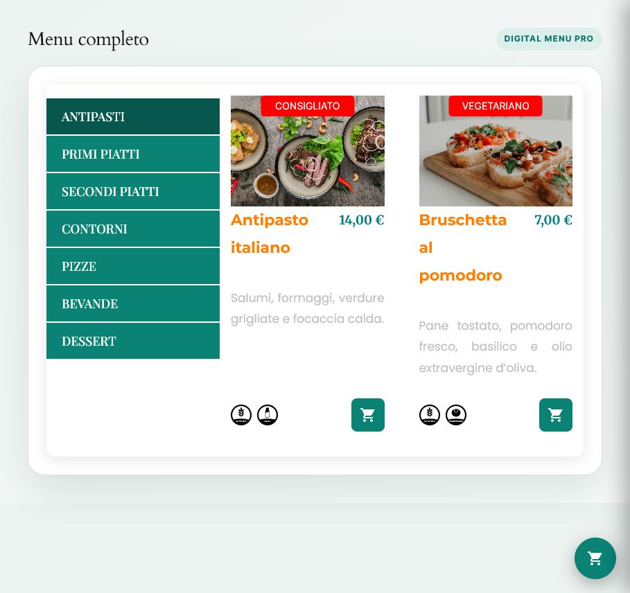Anteprima reale di Digital Menu Pro